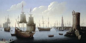A Mediterranean Port Scene by Pierre Puget
